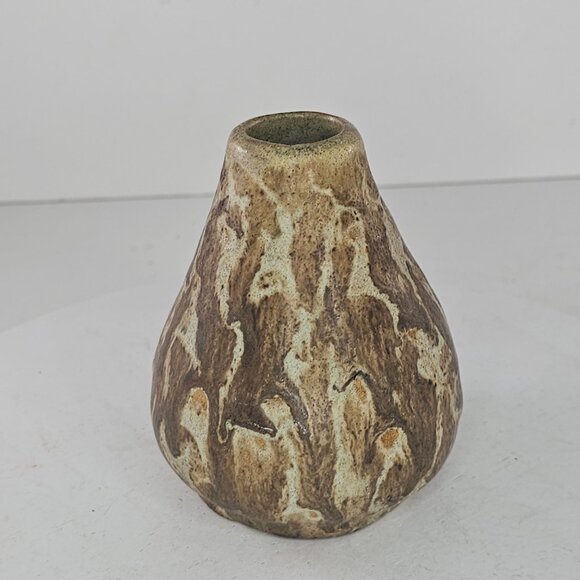 Handcrafted Pottery Vase With Earthy Brown Beige Marbled Design Signed GB - Picture 8 of 8